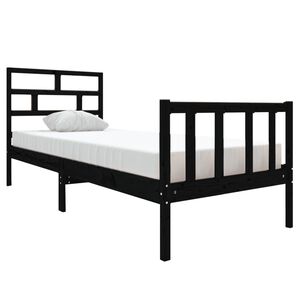 vidaXL Massivholzbett Schwarz Kiefer 75x190 cm