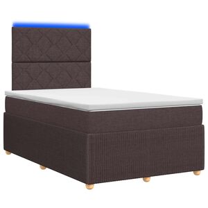 vidaXL LED Boxspringbett mit Matratze Dunkelbraun 120 x 190 cm Stoff