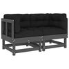 vidaXL Ecksofas mit Kissen 2 Stk. Grau Massivholz Kiefer