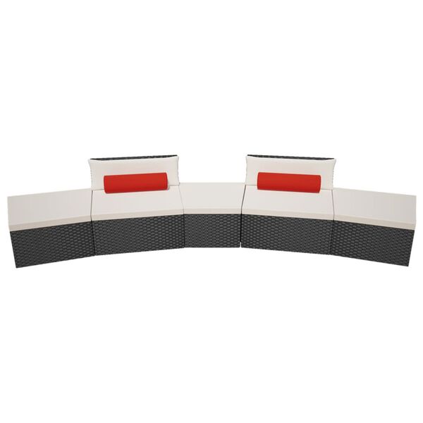 vidaXL 5-tlg. Garten-Lounge-Set mit Auflagen Poly Rattan Schwarz