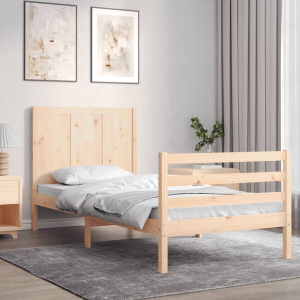 vidaXL Massivholzbett mit Kopfteil