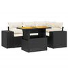 vidaXL 5-tlg. Garten-Sofagarnitur mit Kissen Schwarz Poly Rattan