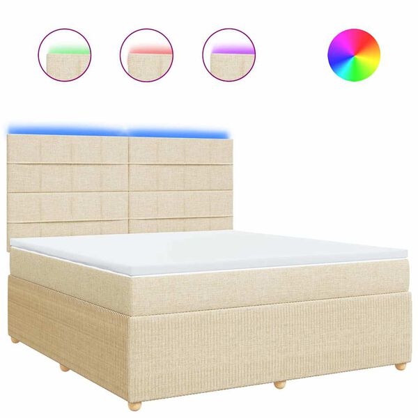 vidaXL Boxspringbett mit Matratze Creme 180x200 cm Stoff