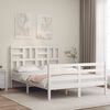 vidaXL Massivholzbett mit Kopfteil Wei&szlig; 140x190 cm