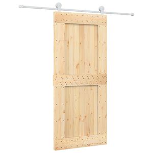 vidaXL Schiebet&uuml;r Nat&uuml;rlich und Wei&szlig; 90 x 210 cm Massivkiefer