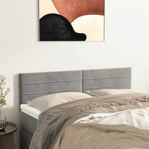 vidaXL Kopfteile Hellgrau 144x5x78/88 cm Samt