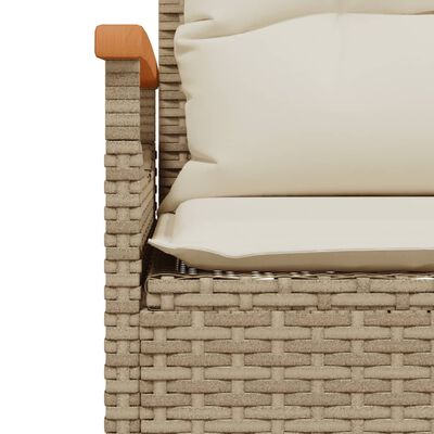 vidaXL 3-tlg. Garten-Sofagarnitur mit Kissen Beige Poly Rattan