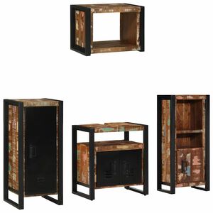 vidaXL Badezimmerm&ouml;bel-Set 4 Stk. Mehrfarbig und Schwarz