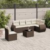 vidaXL 7-tlg. Garten-Sofagarnitur mit Kissen Braun Poly Rattan