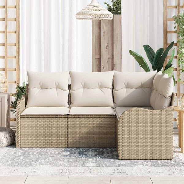 vidaXL Gartensofa-set 4 pcs Beige Poly-Rattan