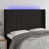vidaXL LED Kopfteil Schwarz 147x16x118/128 cm Stoff