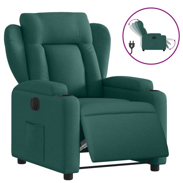 vidaXL Relaxsessel Elektrisch Dunkelgr&uuml;n Stoff