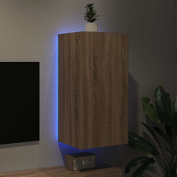 vidaXL TV-Wandschrank mit LED-Leuchten Sonoma-Eiche 40,5x35x80 cm