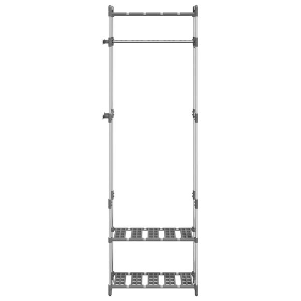 vidaXL Garderobenständer 3 Etagen Silbern 59x29x192 cm Aluminium