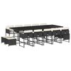 vidaXL 15-tlg. Garten-Essgruppe mit Kissen Schwarz Poly Rattan