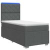 vidaXL LED Boxspringbett mit Matratze Dunkelgrau 90 x 190 cm Stoff