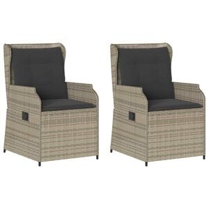 vidaXL Gartenbank 2 stk. Hellgrau Poly-Rattan