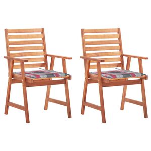vidaXL Garten-Essst&uuml;hle 2 Stk. mit Kissen Massivholz Akazie