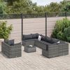 vidaXL 9-tlg. Garten-Sofagarnitur mit Kissen Grau Poly Rattan