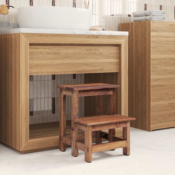 vidaXL Hocker Natur 37 x 37 x 46 cm Mahagoni Holz