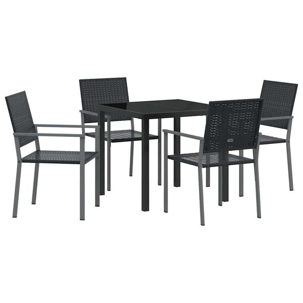 vidaXL Garten Essgruppe 5 pcs Schwarz PE-Rattan