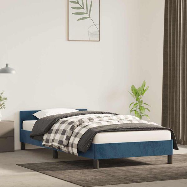 vidaXL Bettgestell ohne Matratze Dunkelblau 100x200 cm Samt