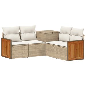 vidaXL Sofa Set 5 stk. Beige und Cremewei&szlig; Polyrattan und Stahl
