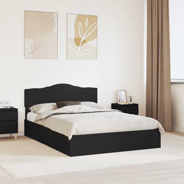 vidaXL Aufbewahrungsbett Schwarz 150 x 200 cm Holzwerkstoff