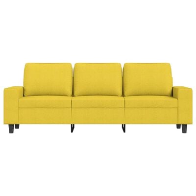 vidaXL 3-Sitzer-Sofa mit Hocker Hellgelb 180 cm Stoff