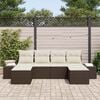 vidaXL Garten-Sofa-Set mit Kissen 4 pcs Braun und Creme Poly-Rattan