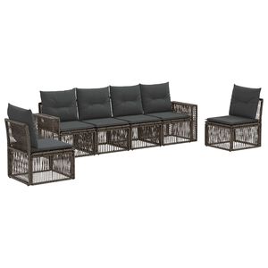 vidaXL Gartensofa-set 6 stk. Grau und Dunkelgrau Poly-Rattan