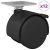 vidaXL Rolle 12 Stk. Schwarz 39,5 x 39,5 x 37,8 mm