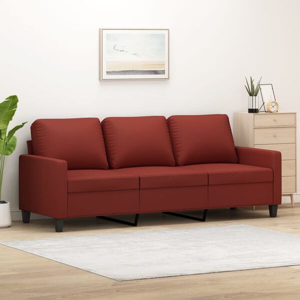 vidaXL 3-Sitzer-Sofa Weinrot 180 cm Kunstleder