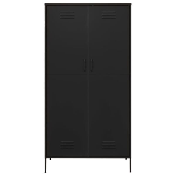 vidaXL Kleiderschrank Schwarz 90x50x180 cm Stahl