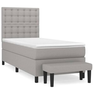 vidaXL Boxspringbett mit Matratze Hellgrau 100x200 cm Stoff