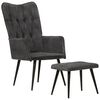 vidaXL Ohrensessel mit Hocker Schwarz Vintage Canvas