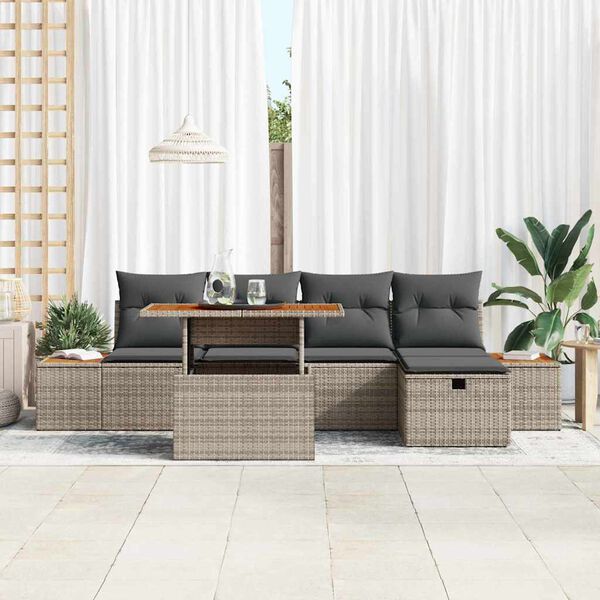vidaXL Garten-Sofa-Set 6 pcs Grau Poly-Rattan