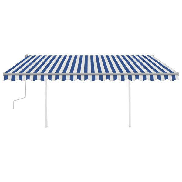 vidaXL Markise Manuell Einziehbar mit LED 4,5x3,5 m Blau und Wei&szlig;