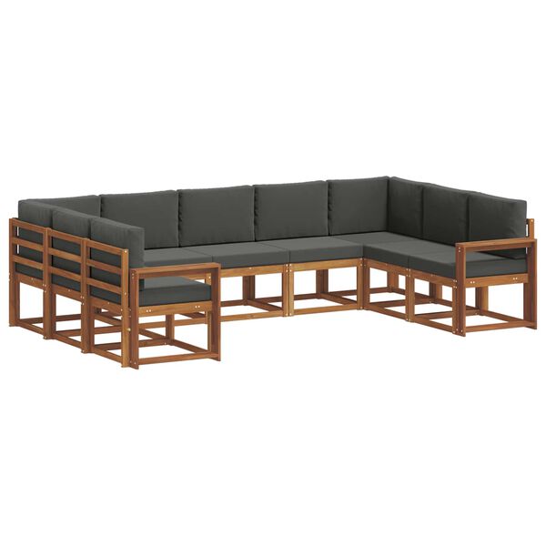 vidaXL Outdoor-Sofagarnitur mit Kissen 9 pcs Natur und Anthrazit