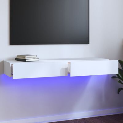 vidaXL TV-Schrank mit LED-Leuchten Weiß 120x35x15,5 cm