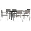 vidaXL 7-tlg. Garten-Essgruppe Grau und Schwarz Poly Rattan und Stahl