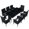 vidaXL 9-tlg. Garten-Essgruppe mit Kissen Poly Rattan Schwarz