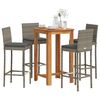 vidaXL 5-tlg. Gartenbar-Set Grau Massivholz Akazie und Poly Rattan