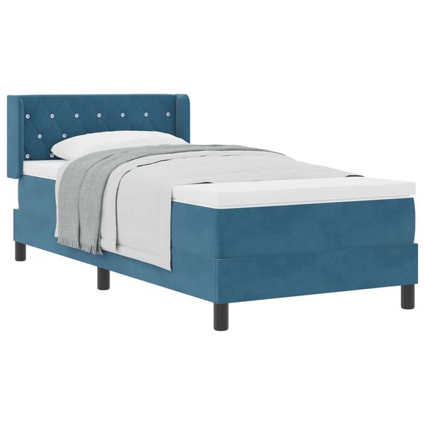 vidaXL Boxspringbett mit Matratze Dunkelblau 200 x 90 cm Polyester