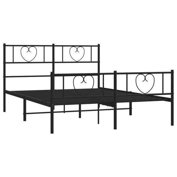 vidaXL Bettgestell mit Kopf- und Fu&szlig;teil Metall Schwarz 140x190 cm