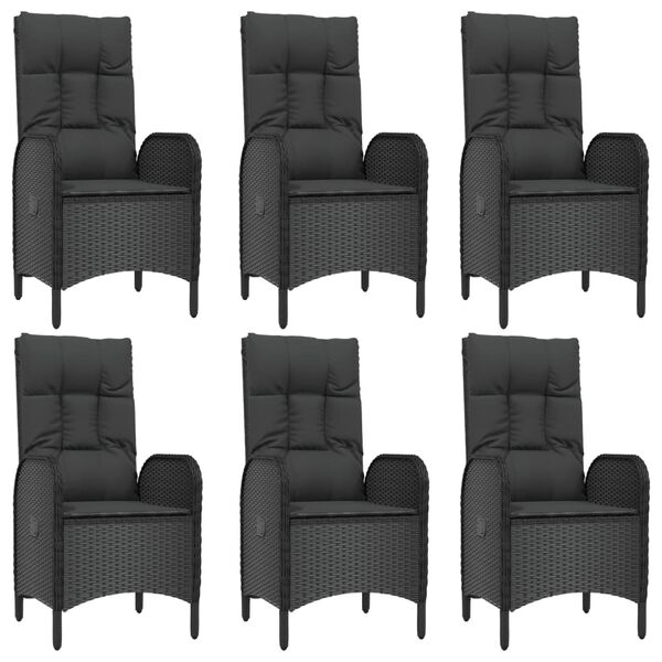vidaXL 9-tlg. Garten-Essgruppe mit Kissen Schwarz Poly Rattan