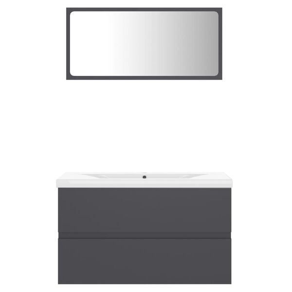 vidaXL Badmöbel-Set Grau Holzwerkstoff