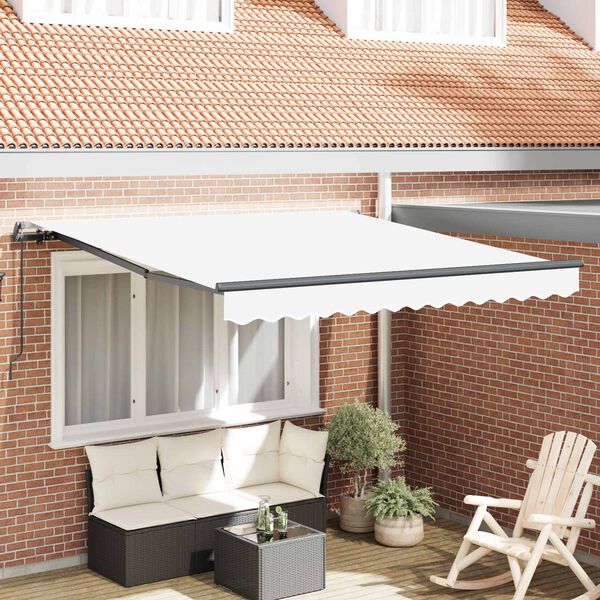 vidaXL Einziehbare Markise Wei&szlig; 300 x 250 cm Polyester und Stahl