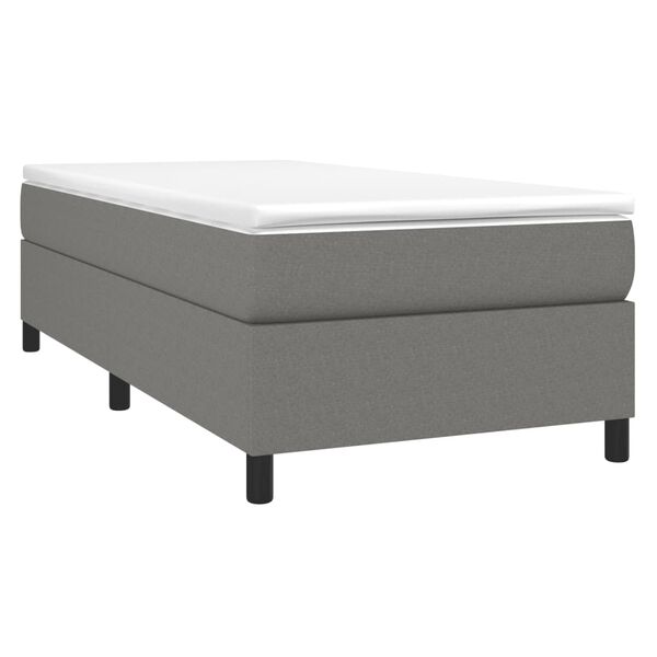 vidaXL Boxspringbett mit Matratze Dunkelgrau 100x200 cm Stoff