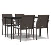 vidaXL 5-tlg. Garten-Essgruppe mit Kissen Poly Rattan und Stahl